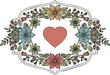© dhorido studio - Heart centered within an ornate floral wreath border illustration