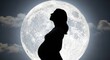 © kholik - Pregnant woman silhouette with moon background