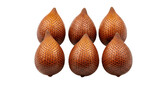 Six snake fruits or salak, white background isolated