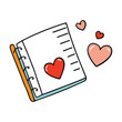 © Ripa Roy - Sketchy love hearts doodled across a notebook page, playful and hand-drawn with swirls, arrows, and tiny accents, creating a cute and spontaneous romantic vibe.