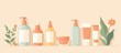 © Cherrin - Skincare products arranged with plants and flowers on a soft background.