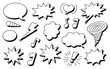 © MH Creation House - Collection of comic book style speech bubbles and sound effects silhouette