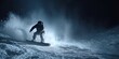 © Alexander LW - Snowboarding at night, winter sports. Mountain recreation in winter.