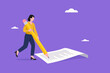 © vector - prompt engineer or content writer concept, blogger, bullet journalist or publishing editor concept, smart woman freelance holding big pencil thinking and writing content or AI prompt on notepad paper