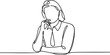 © Ananna - Single continuous line art of a contemplative business woman thinking seriously with hand resting on her chin