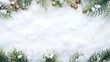 © MissBeauty - a winter scene displays evergreen branches adorned with golden ornaments amidst a soft blanket of fresh glistening white snow creating a festive border high quality professional