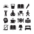 © Ataullah Akram - Set of black icons representing daily activities and lifestyle symbols