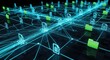 © Designbd25 - Digital network connecting various data files and folders representing cloud computing and information transfer in a futuristic cyberspace environment