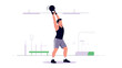 © Maureen - Flat style man exercising with kettlebell in modern gym setting