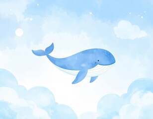  Whale soars above clouds in surreal sky majestic whale gracefully floats among dreamlike clouds