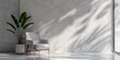 © Zaid - Serene modern interior with a comfortable armchair and lush green plant bathed in dappled sunlight.