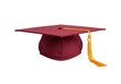 © sujon1638 - A maroon graduation cap with a gold tassel is presented from a side angle showcasing its academic significance isolated on transparent background
