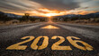© Daniel - Looking ahead to 2026: A road to future vision. The image features an arrow pointing the road towards 2026 with a beautiful sky and mountains in background.