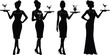 © Shakila - Elegant Silhouettes Of Waitresses Serving Cocktails On Trays In Formal Attire woman female
