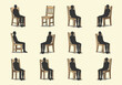 © Murda - Silhouettes of people sitting on chairs in various poses.