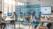 © AiDesign - curriculum review virtual interface displaying course progress tracking with percentage completion bars and educational icons for academic program evaluation and student learning assessment