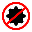 © Sharmin - No settings icon showing a red forbidden symbol over a dark gear shape or process