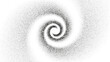 © Yaran - A dotted grainy gradient spiral flow. Vector gritty vortex with optical illusion. Tunnel with black stipple texture effect. Swirl of gritty pattern made by black dots or particles with stipple effect.