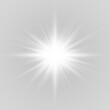 © dedstock - Twinkling white star sparkles vividly on a transparent background. Magic light bursts from the center. Great for holiday illustrations. PNG
