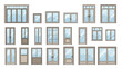 © Stock Image Paradise - Set of Modern Architectural Windows and Doors. Front View Illustration Collection.