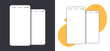 © vladwel - Smartphone mobile cell phone app presentation screen frame modern mockup template design thin line illustration set, smart cellphone with status bar blank empty layout for ui interface kit preview