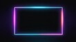 © Romee - Neon rectangle frame with blue, purple, and pink glowing on a dark background