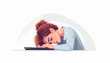 © Sardi - Illustration of a tired woman sleeping on a keyboard, symbolizing exhaustion and burnout in the workplace
