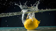 © sajida - lemon in water, Yellow lemon dropping into clear water, explosive splash captured , crisp high-speed macro shot