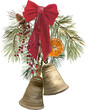 © milavas - Watercolor Christmas Bells with Pinecone and Bow