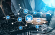 © InfiniteFlow - This image depicts modern business technology, showcasing data analysis and management tools with connectivity elements representing ERP systems and digital solutions. Tessel