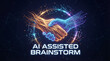 © Wasana - AI assisted brainstorm concept. AI assisted brainstorm concept with digital hands shaking, symbolizing collaboration between technology