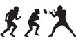 © skakter24 - a dynamic sequence of three american football players in action showcasing a pass and run play black silhouette on transparent background high quality professional detailed modern