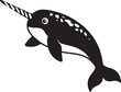 © osvaldo - Cute Narwhal Vector Icon in Black and White Minimal Style