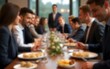 © Olivia - Blurred image of businesspeople at banquet event business meeting event. Business and entrepreneurship events concept. Focused on the canapes. High quality