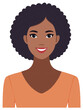 © Sheremeta - Happy smiling diverse woman with dark skin and natural curly hair portrait illustration