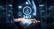 © umut hasanoglu - Businessman offering 24/7 customer service and technical support