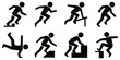 © creatix - Extreme action stickman set, Parkour stunt figure pack, Jump and flip silhouette collection