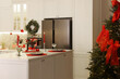 © New Africa - Christmas decor and tableware on countertop in kitchen. Interior design