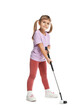 © New Africa - Cute girl playing golf on white background