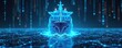 © Viktor - Digital blue container ship moves through abstract data ocean. Futuristic network visualization shows global cargo transport and logistics. Technology connects world trade routes.