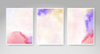© REZI - Set of cards with bright colorful vector watercolor background. Design for your date, postcard, banner.