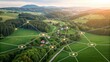 © Johnnii - Aerial view of a picturesque landscape with interconnected nodes representing a network in a rural setting, showcasing technology's integration with nature.