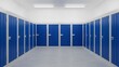 © BRNSN - Empty square room with Storage units with blue door