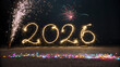 © Sadiur Rahman - Sparkler writing the year 2026 with fireworks in the night sky