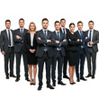 © Creative Vector - Professional business team of diverse men and women in suits standing together confidently isolated on transparent background