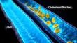 © Swetlana - Glowing visualization of healthy and cholesterol-blocked blood vessels. Atherosclerosis prevention concept in clear comparative style.