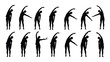 © JubaerAhmed - A series of figures demonstrating stretching exercises in black silhouette