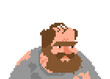 © maryvalery - Pixel art portrait of a homeless man with a beard and tired expression. Retro 8-bit avatar for social issues or character design.