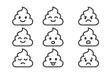 © icon_art - Nine simple outline poop characters showing various emotions and feelings