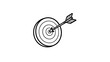 © Sasindu - Target Accuracy: A simple but bold monochrome image featuring an arrow hitting its mark dead center within a target, representing goals, focus, and precision.